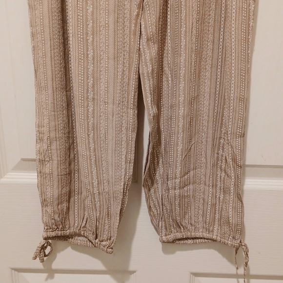 Goa Beachwear by Japna Pants Elastic Waist Tan Tassel Beach Pool Lounge Trouser - Picture 6 of 11